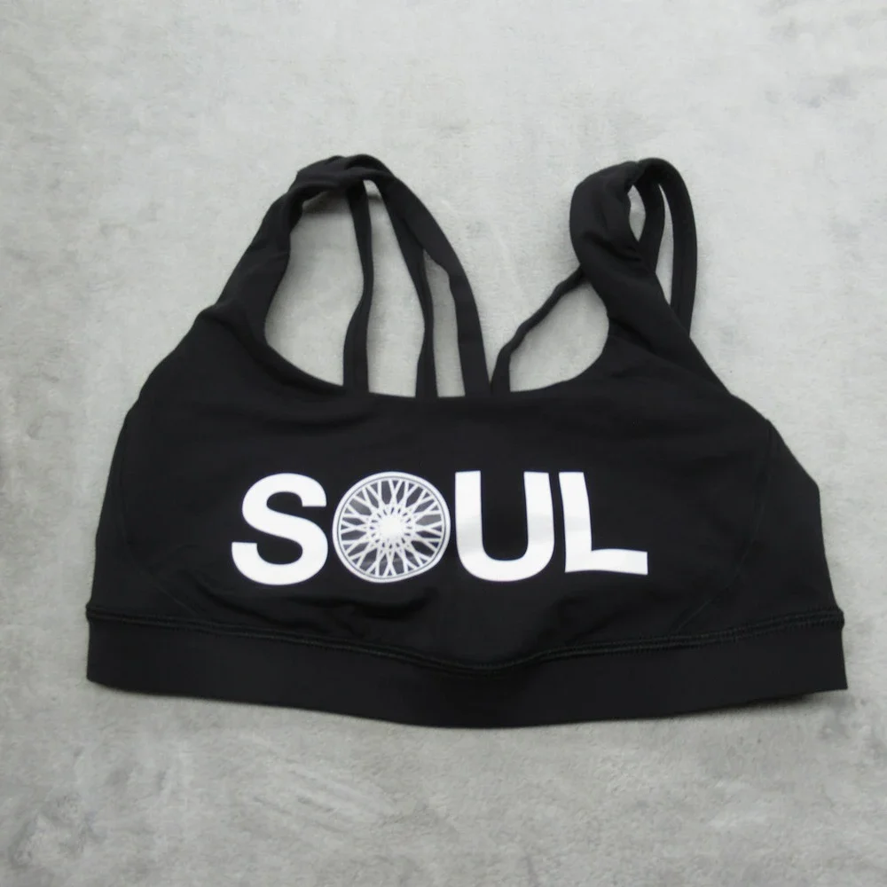 Lululemon Sports Bra Black 6 Soul Cycle Multi Strap Gym Yoga Run Active Crossfit